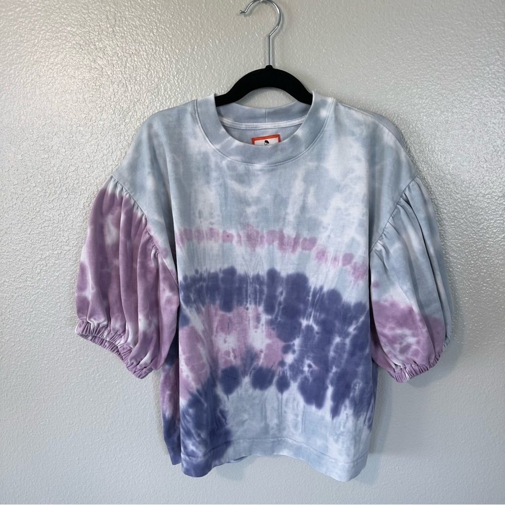 Adventures in Paradise Tie-Dye Balloon Sleeve Sweatshirt Blouse Made in USA, S